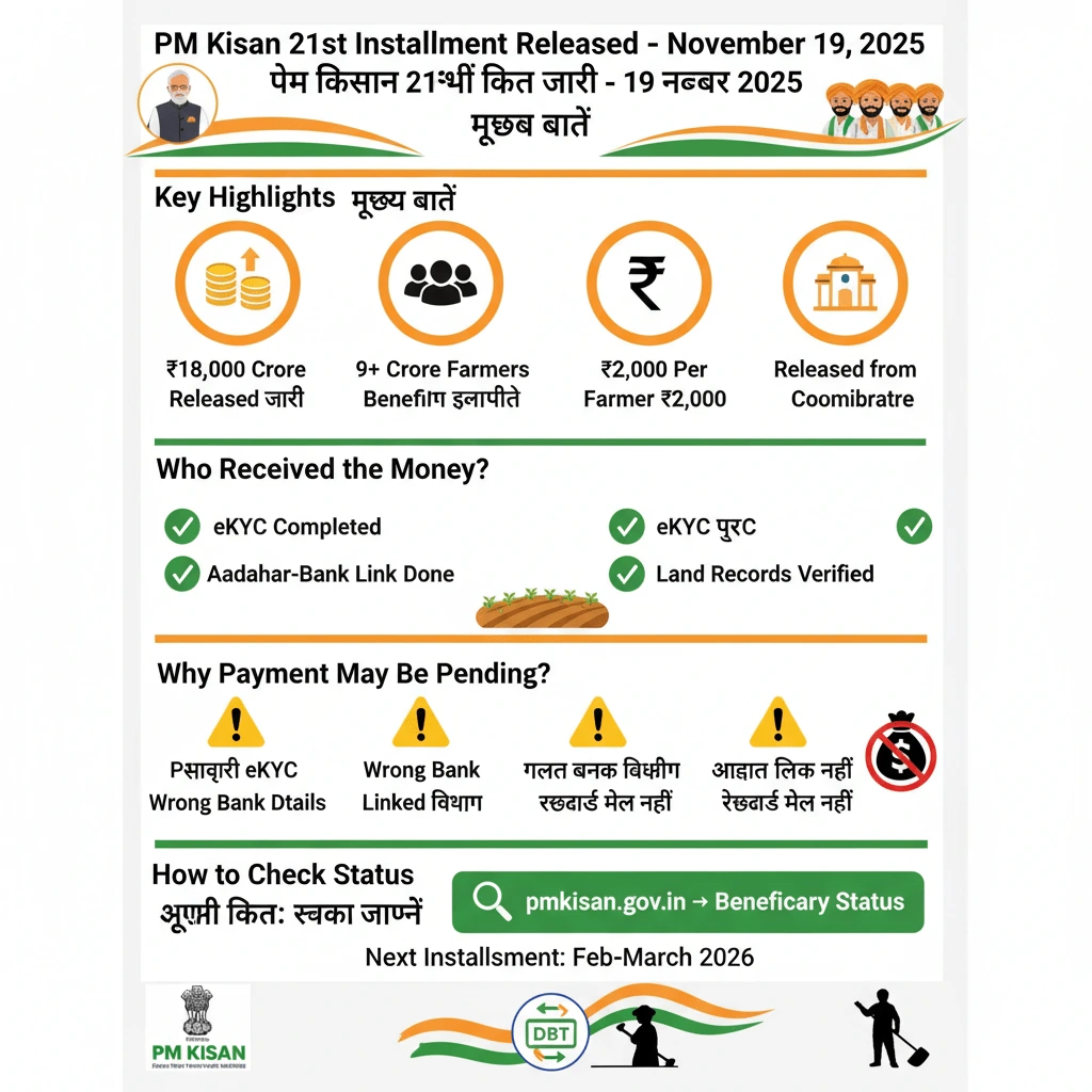 pm kisan 21st installment released 19th november
