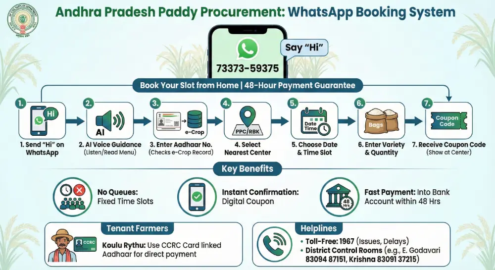 AP Paddy Procurement Login 2026: Your Complete Guide to www.paddyprocurement.ap.gov.in & WhatsApp Booking 2 AP Paddy procurement whatsapp booking guide