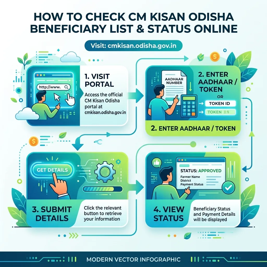 CM Kisan Odisha online status check steps via cmkisan.odisha.gov.in