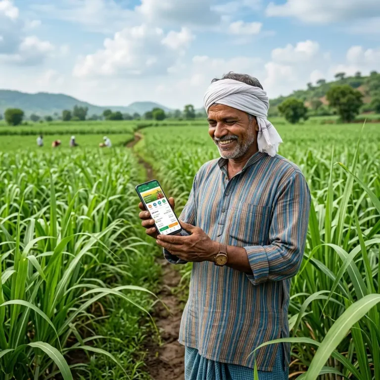 PM Kisan Beneficiary List 2026: Direct Link, Village Wise PDF Download & Status 4 Indian farmer checking PM Kisan Beneficiary List 2026 village wise on smartphone